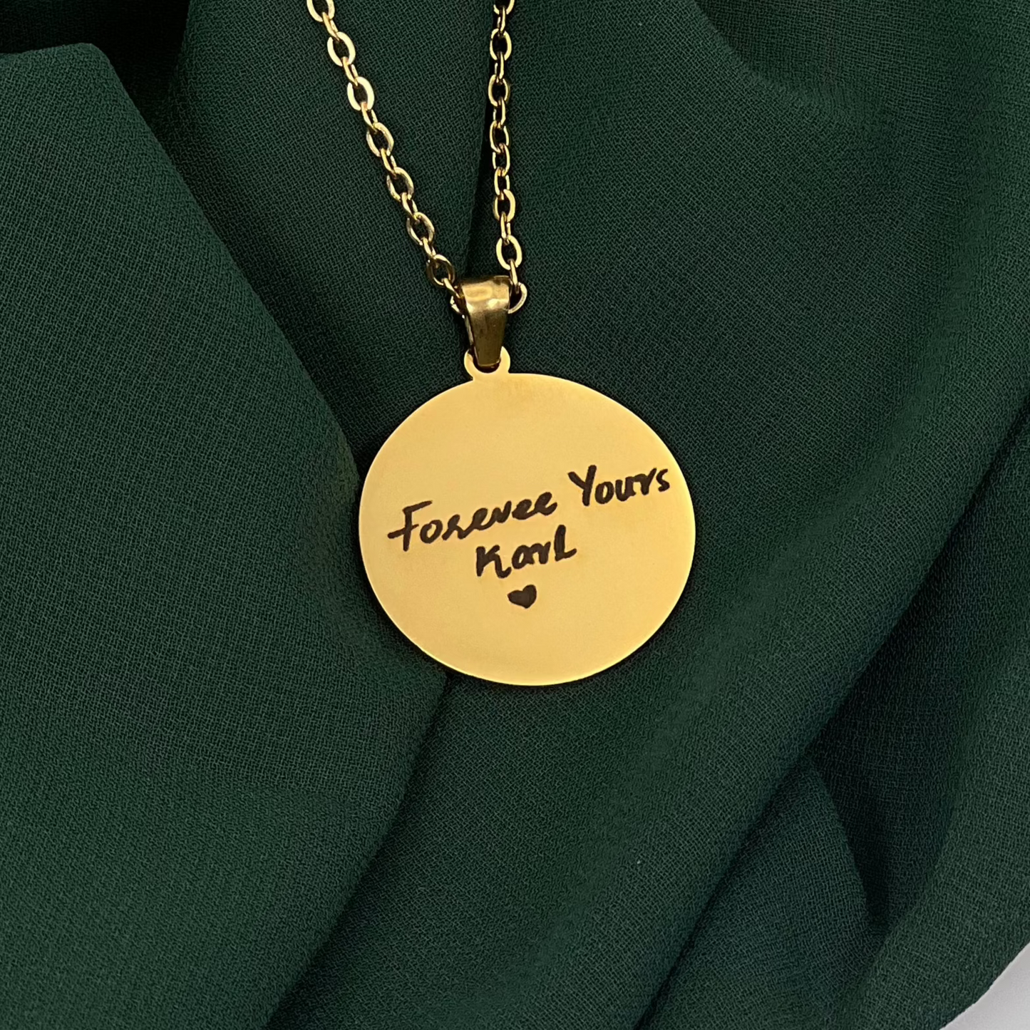 Custom Handwriting / Handdrawing Engraved Necklace, Signature Jewelry, Couple Necklace, Valentines Gift, Memorial