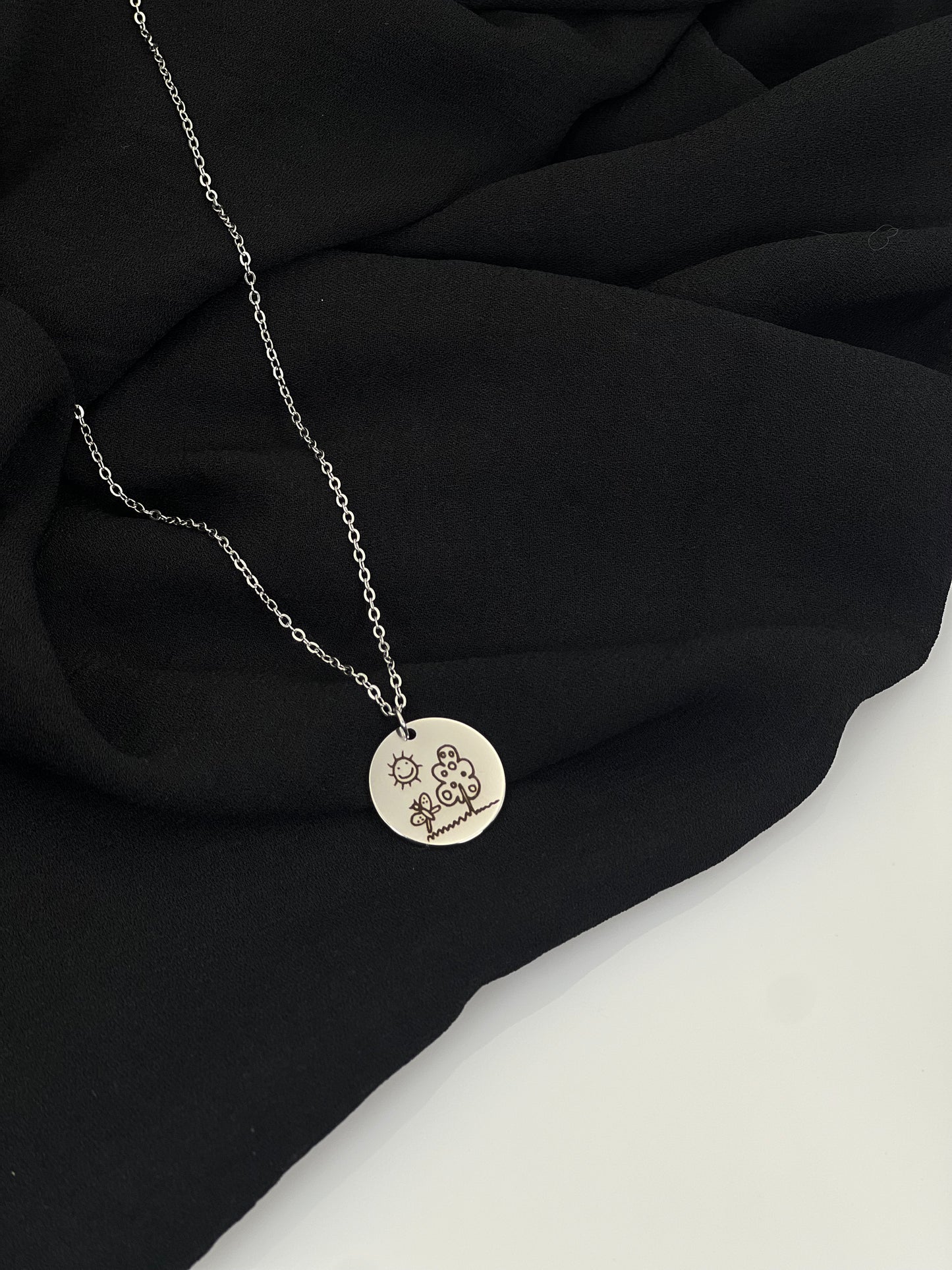 Custom Handwriting / Handdrawing Engraved Necklace, Signature Jewelry, Couple Necklace, Valentines Gift, Memorial