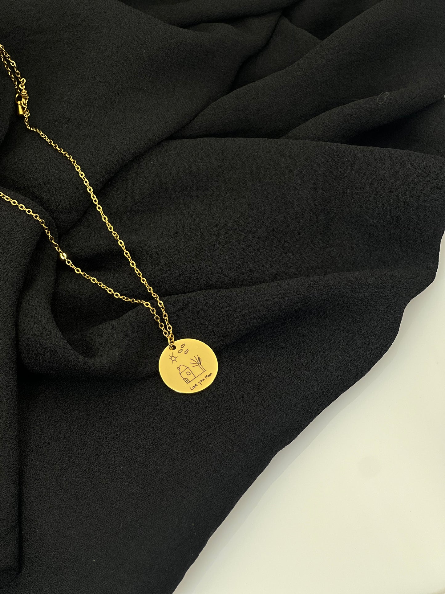 Custom Handwriting / Handdrawing Engraved Necklace, Signature Jewelry, Couple Necklace, Valentines Gift, Memorial