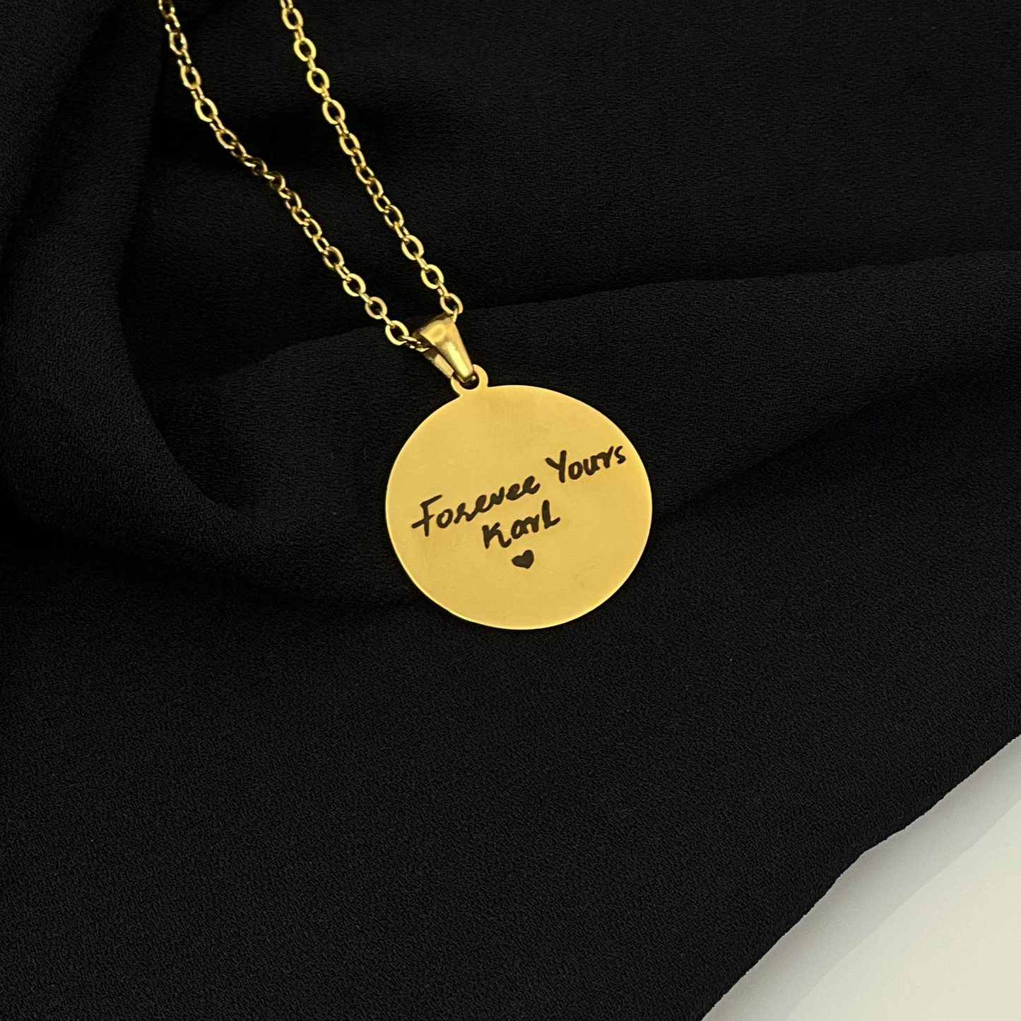 Custom Handwriting / Handdrawing Engraved Necklace, Signature Jewelry, Couple Necklace, Valentines Gift, Memorial