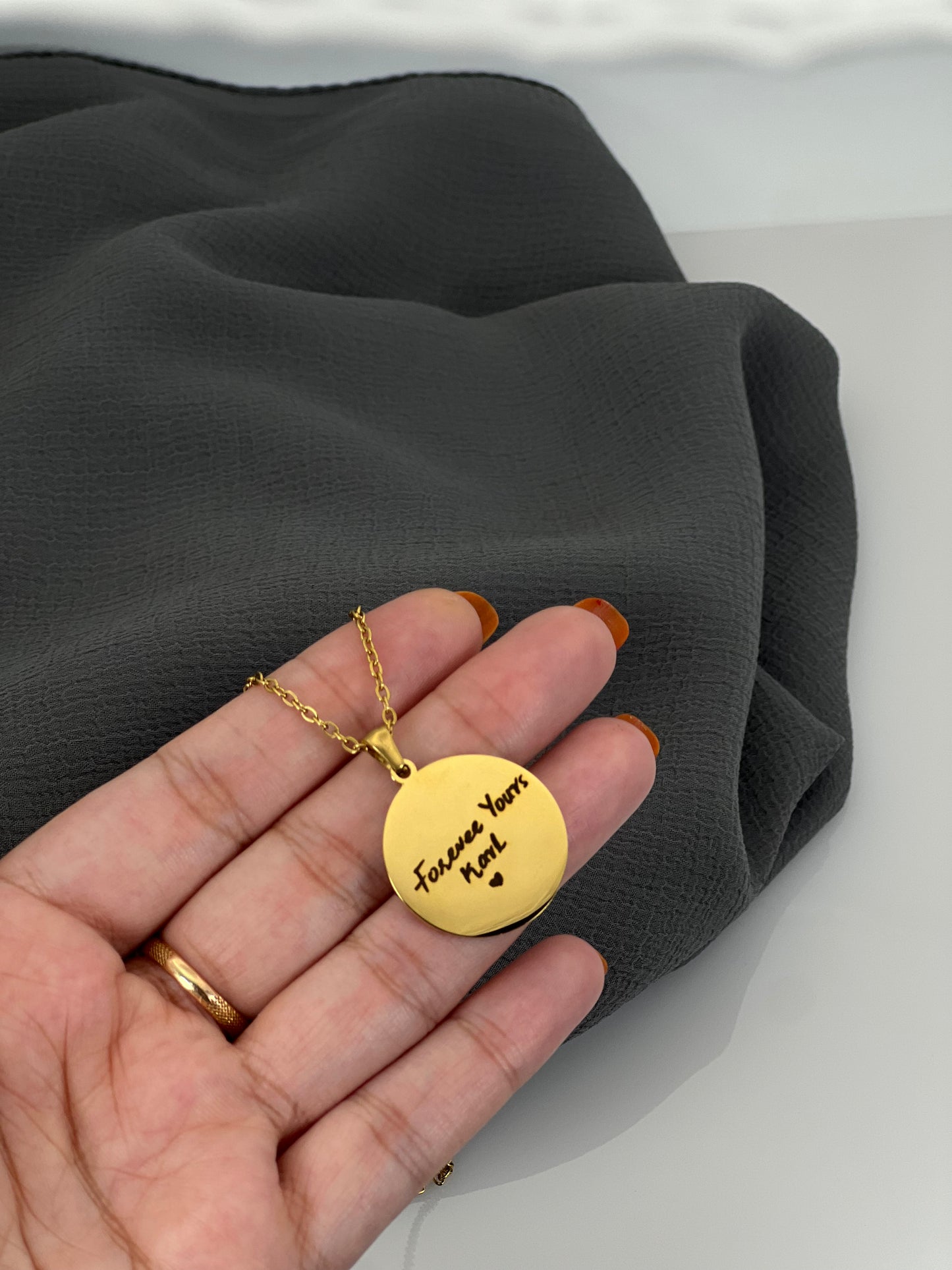 Custom Handwriting / Handdrawing Engraved Necklace, Signature Jewelry, Couple Necklace, Valentines Gift, Memorial