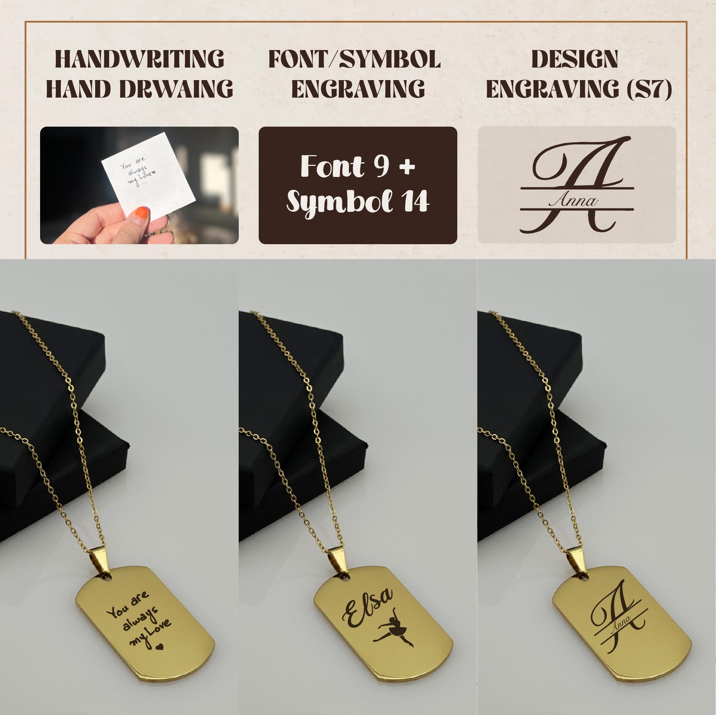 Custom Handwriting / Handdrawing Engraved Necklace, Signature Jewelry, Couple Necklace, Valentines Gift, Memorial