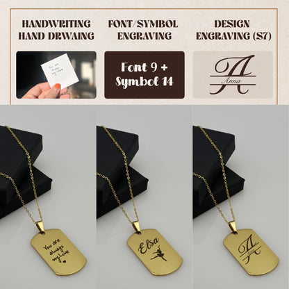 Custom Handwriting / Handdrawing Engraved Necklace, Signature Jewelry, Couple Necklace, Valentines Gift, Memorial