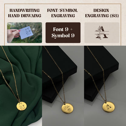 Custom Handwriting / Handdrawing Engraved Necklace, Signature Jewelry, Couple Necklace, Valentines Gift, Memorial