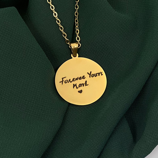 Custom Handwriting / Handdrawing Engraved Necklace, Signature Jewelry, Couple Necklace, Valentines Gift, Memorial
