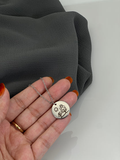 Custom Handwriting / Handdrawing Engraved Necklace, Signature Jewelry, Couple Necklace, Valentines Gift, Memorial